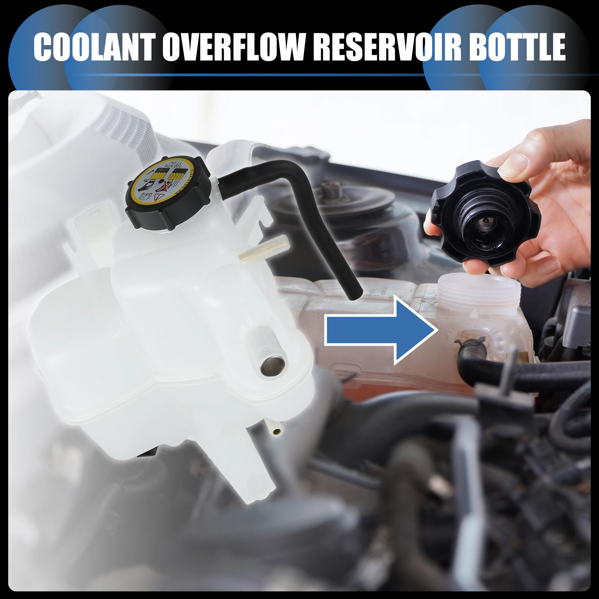 UXCELL Coolant Expansion Overflow Tank W/ Cap No.5L8Z8A080AA for Ford Escape L4 2.3L Petrol 2005-2008 for Mercury L4 2.3L