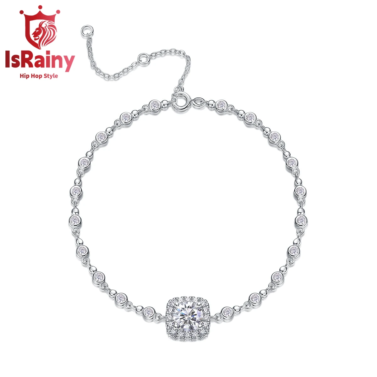 

IsRainy, в стиле хип-хоп, рок, искусственное серебро 100% дюймов, с круглой огранкой, VVS1 D, реальная Гра, браслет-цепочка для тенниса, Изящные Ювелирные изделия