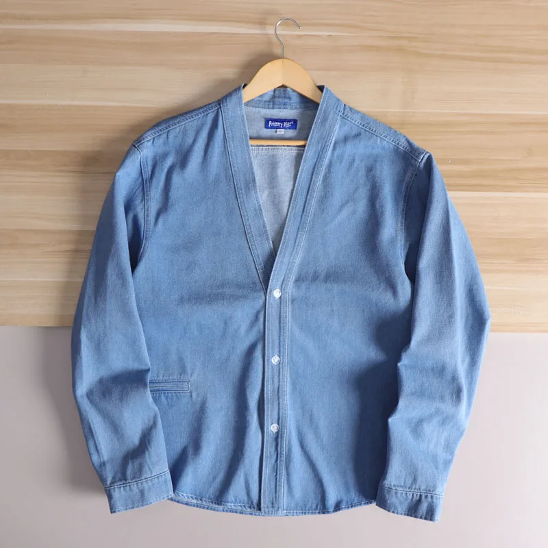 

Джинсовая куртка Harajuku с завышенной талией, свободная повседневная мужская весенне-летняя модная верхняя одежда V-Ne Long Sve, городское молодежное пальто