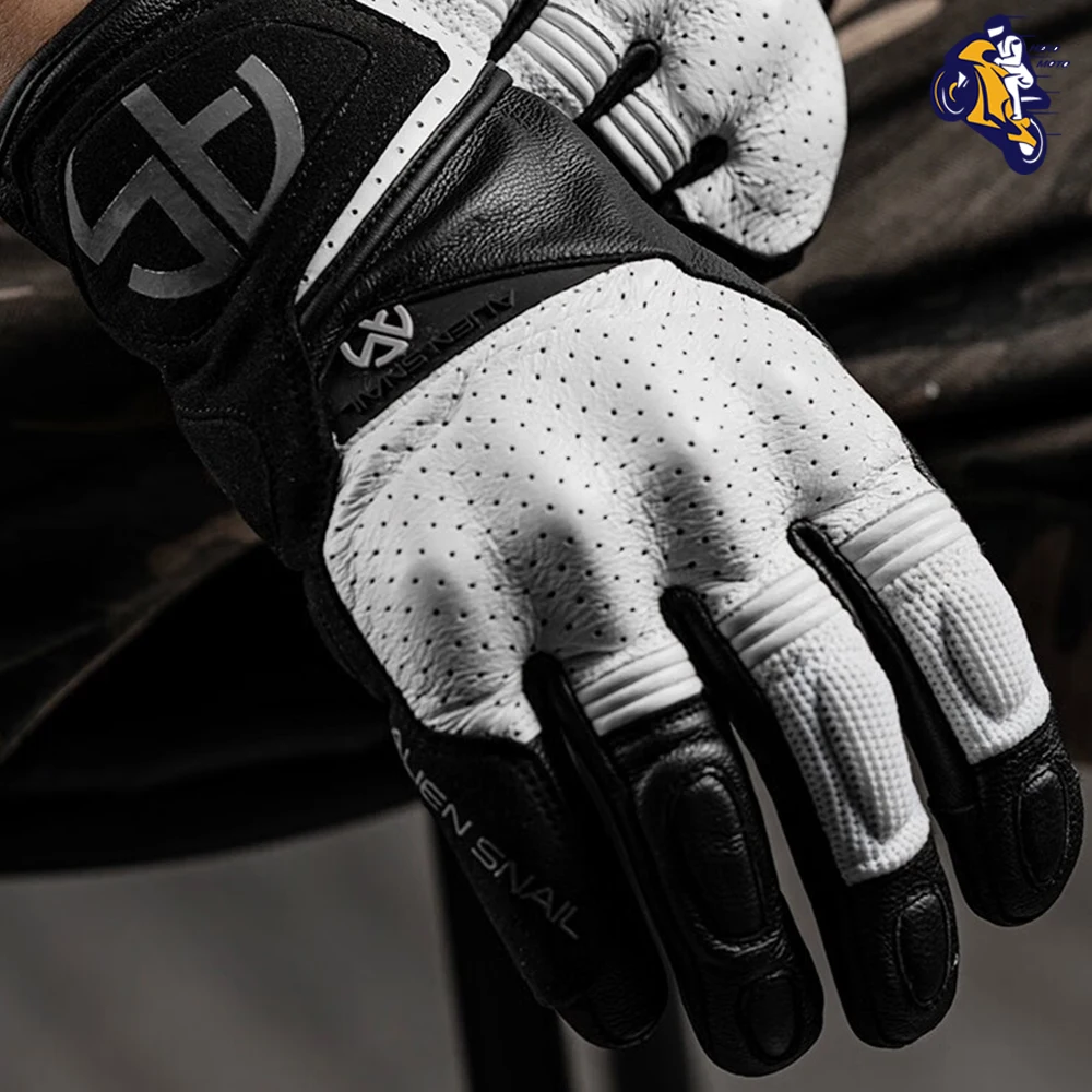 

Motorcycle Gloves Joint Protection Leather Gloves For Men Sheepskin Material Guantes Moto Wear Resistant Gloves Man Breathable