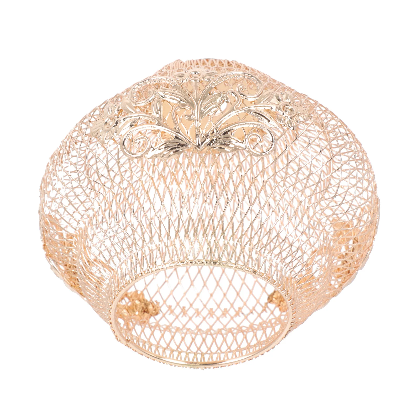 

1pc Metal Lamp Cover Golden Iron Wire Lantern Style Hanging Light Shade Decorative Ceiling Lamp Accessory For Home Use