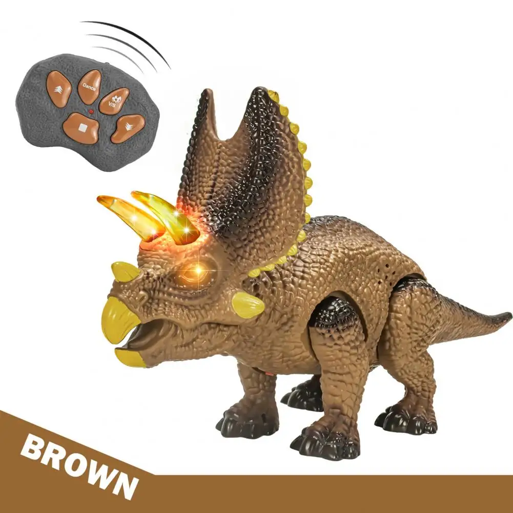 Rc Dinosaur Toy with Movable Joints Triceratops Dinosaur Figure Educational Remote Control Triceratops Toy for Toddlers for Boys