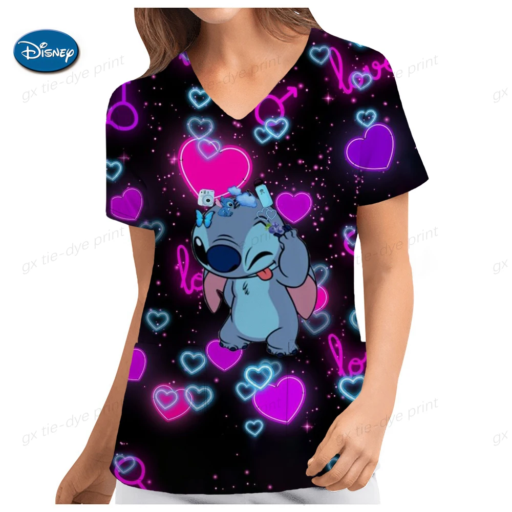 Miniso Disney Mickey Ponto Imprimir Uniformes Médicos, Mulheres Enfermeira Acessórios, Uniforme Clínico, Blusa de Trabalho Dentista, Spa Scrubber