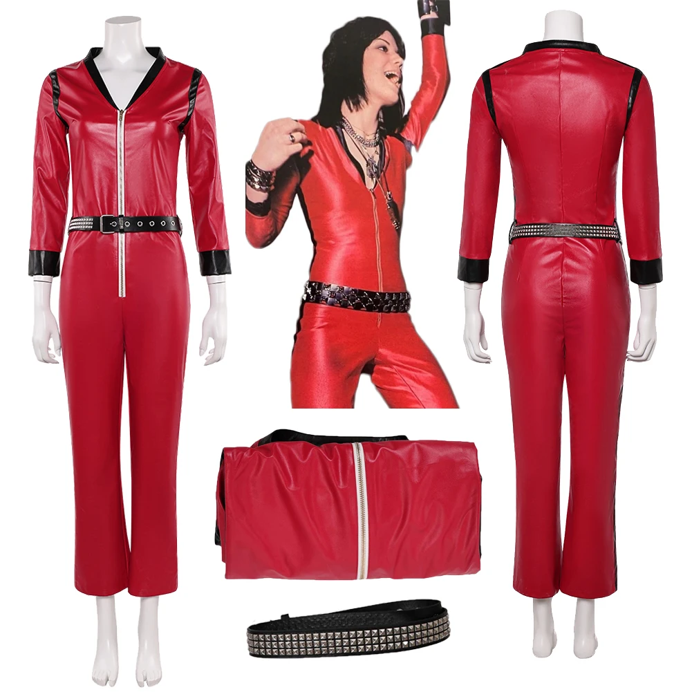 

Фильм Runaways Жанна Джетт, красный кожаный комбинезон для косплея, пояс, женский костюм для маскировки на Хэллоуин, костюм для ролевых игр, карнавальная вечеринка, наряды