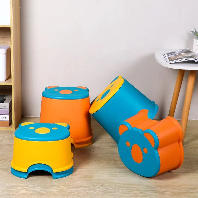 2024 footstool Non-slip square stool Thickened plastic Small bench bathroom stool