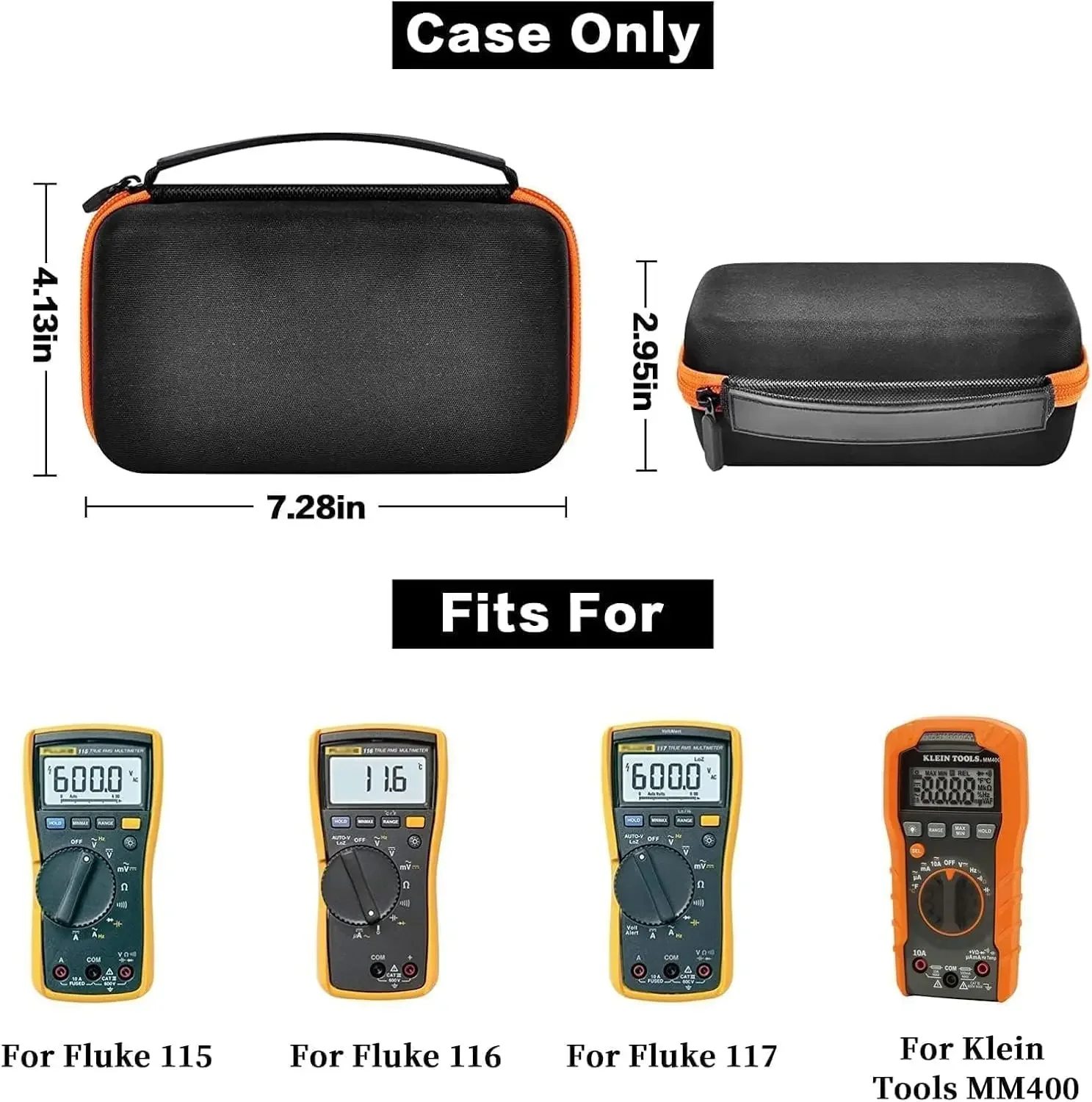 Hard Carrying Case for Klein Tools MM325/Fluke 117 115 116 114 113/MM400/MM420, Digital Multimeters Storage Organizer Bag