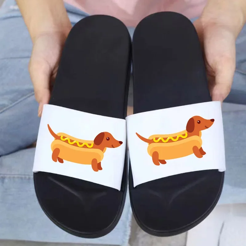 

2022 New Summer Slippers Lovely Dachshund dog Slides Outdoor Women Shoes Home Floor sandalias Flip Flops Men Couples Cartoon