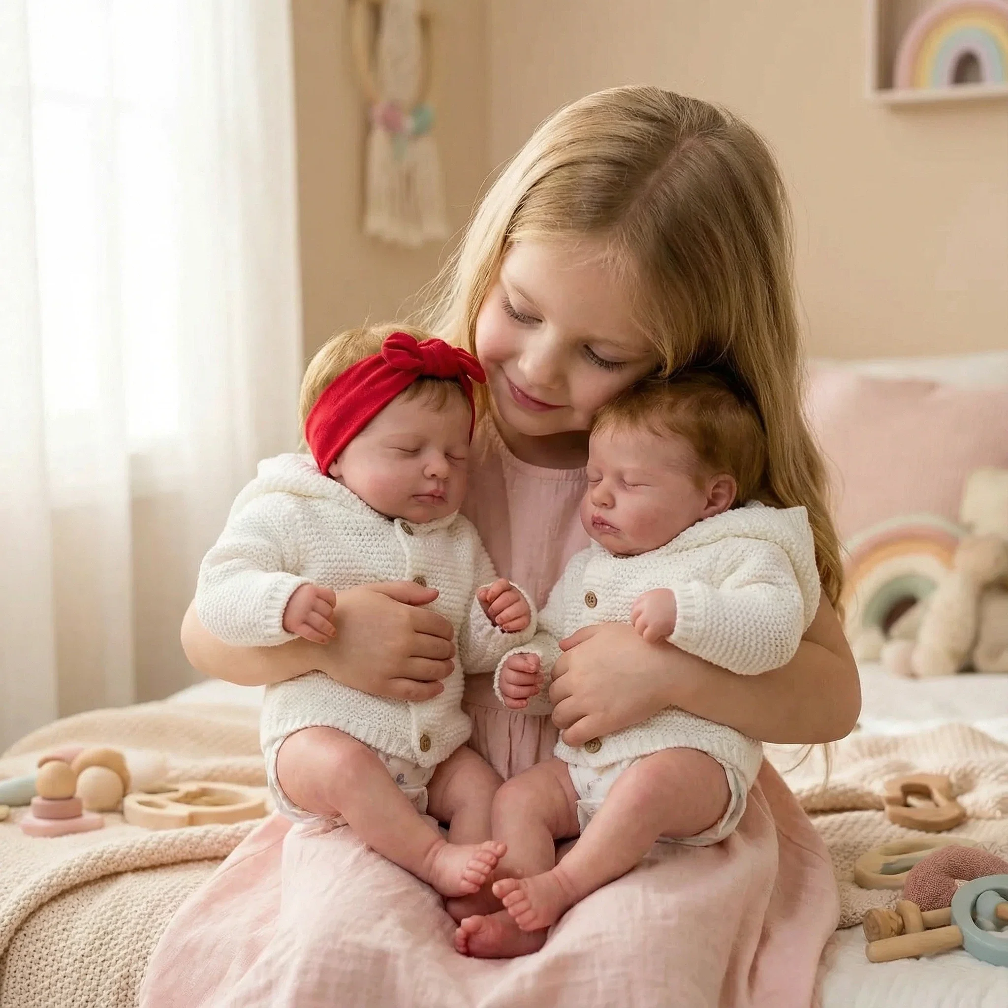 

NPK 49CM Loulou Asleep Newborn Baby Doll - Soft Body Lifelike 3D Skin Visible Veins High Quality Handmade Doll for Collectors