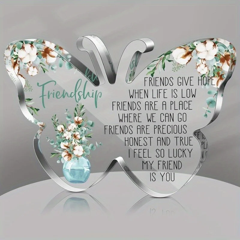 Acrylic Heart Butterfly Paperweight, Friendship Gifts for Women, Cheer Up Gift, Home Office Decor, Birthday Present