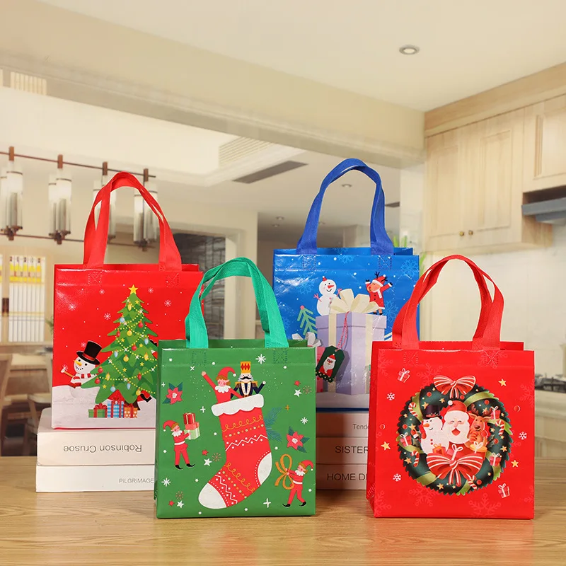 

1Pcs Merry Christmas Nonwoven Gift Bags New Year Party Santa Elk Snowman Gift Pouch Reusable Navidad Shopping Bag Decoration