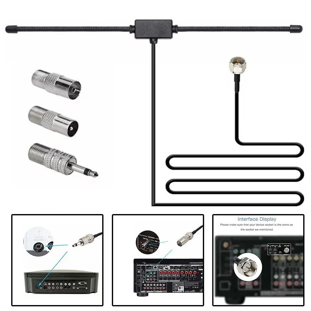 Antena radiowa FM antena dipolowa FM dla odbiornik Stereo System muzyczny radia FM w domu Stereo Audio wideo odbiornik kina domowego