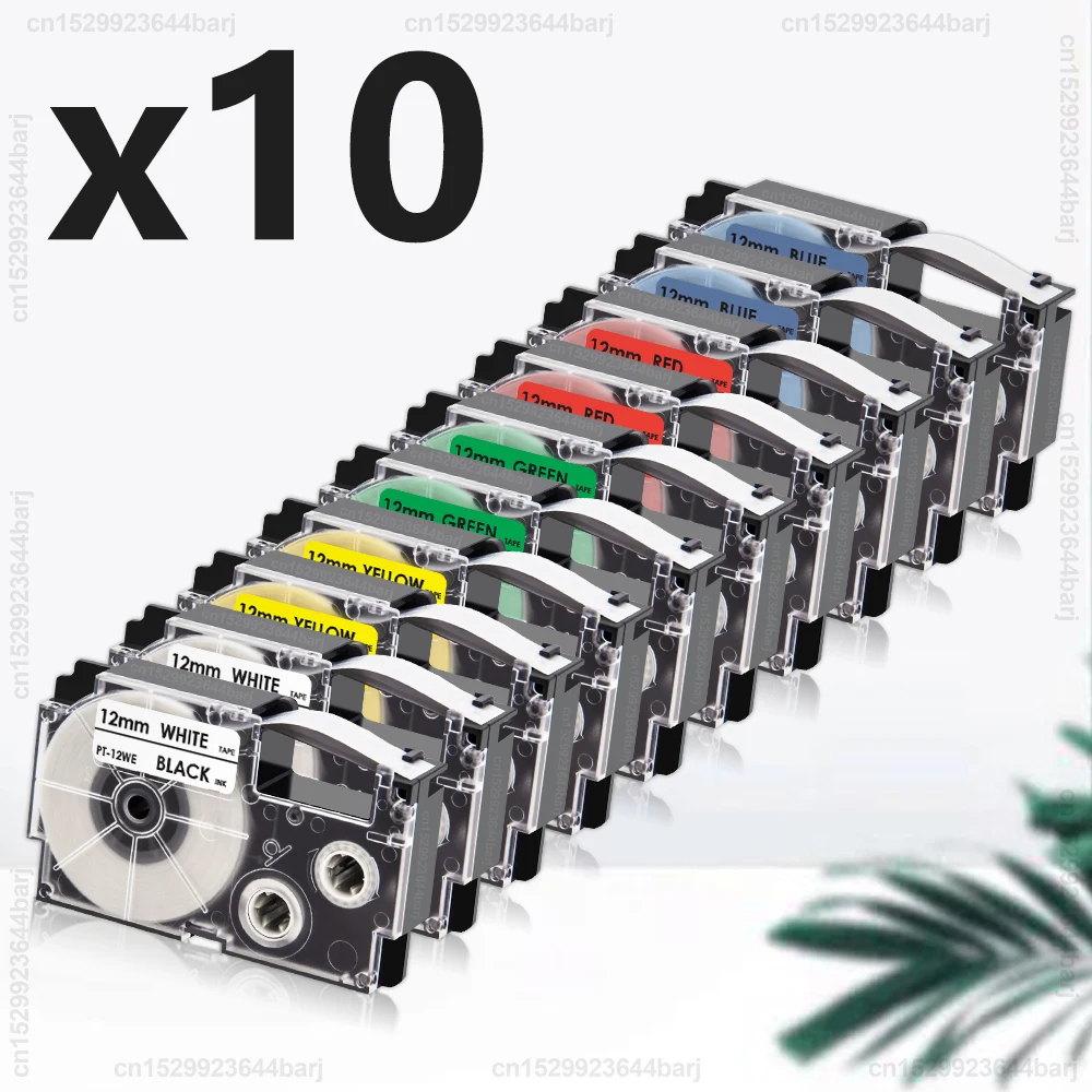 2/5/10PK XR-12WE Compatible con Casio XR12WE Cinta de etiquetas XR 12WE 12 mm Cinta negra sobre blanca para fabricante de etiquetas Casio KL-60 KL-100 EZ