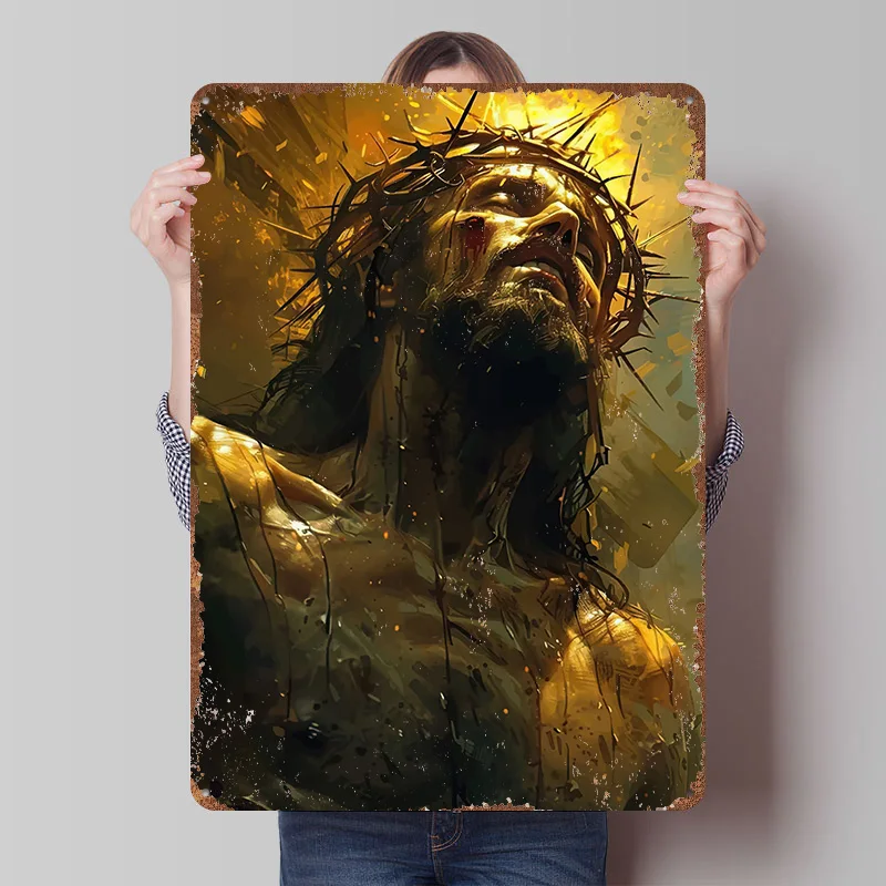 Gottesopfer Jesu Metallposter Personalisierte Wandkunst Retro Vintage Blechschilder für Männerhöhle Dekoration Schlafzimmer Wanddeko Haus