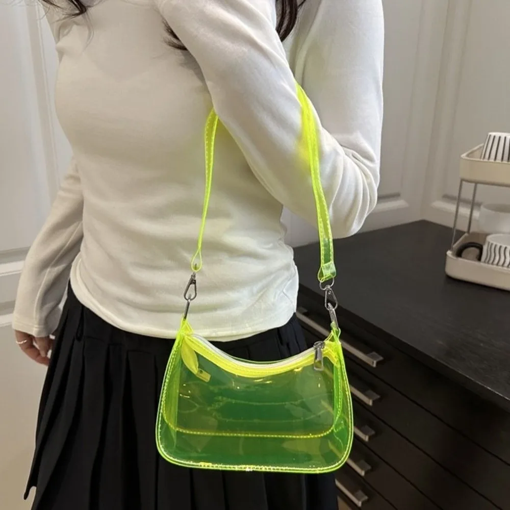 

Simple Jelly Color PVC Transparent Shoulder Bag Transparent Zipper Crossbody Bag Clear Korean Style Handbag Girl