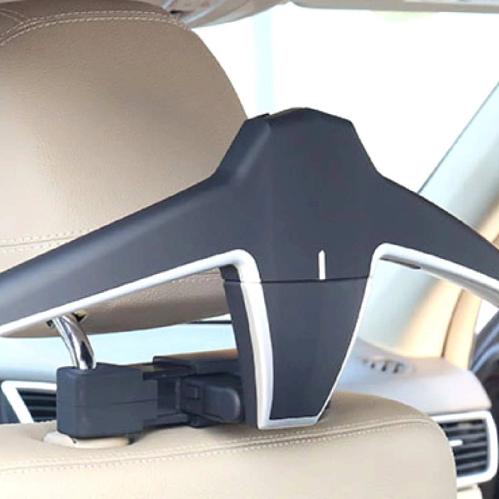 Foldable Car Hanger Sturdy Car-Mounted Clothes Hanger with Shoulder Profile Vehicle Headrest Garment Hook Universal Fit