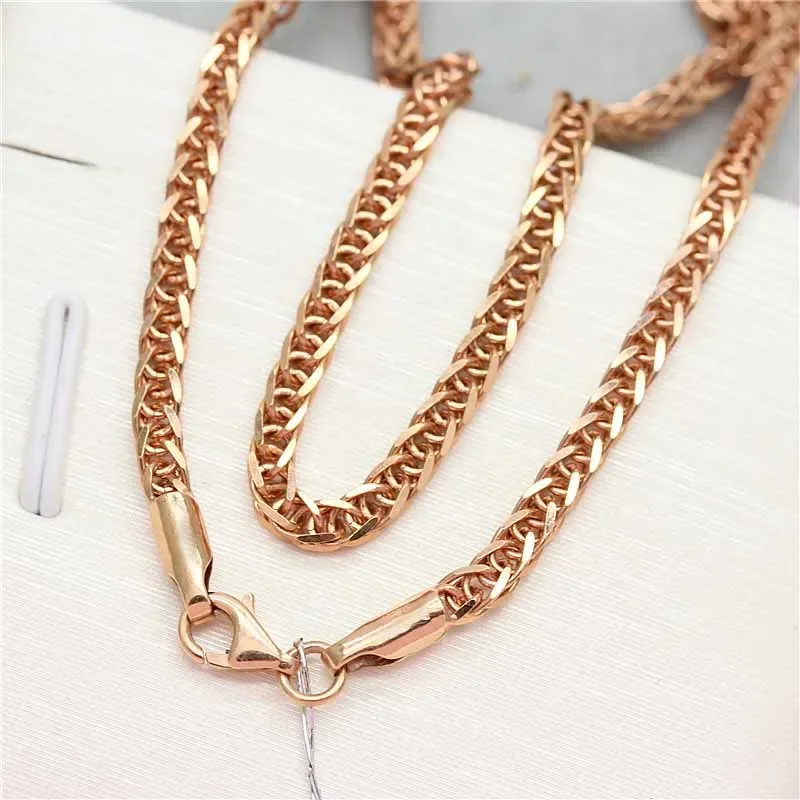 

585 Purple Gold Simple Chopin chain Hip Hop Chunky Necklace Fashion Classic New in 14K Rose Gold Men's and Women's Jewelry