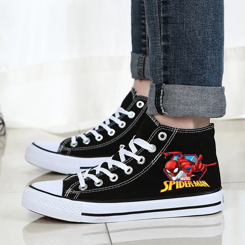 

Холщовая обувь в стиле аниме «Человек-паук», студенческая повседневная обувь, кроссовки, универсальные дышащие модные высокие парусиновые туфли, подарок на день рождения