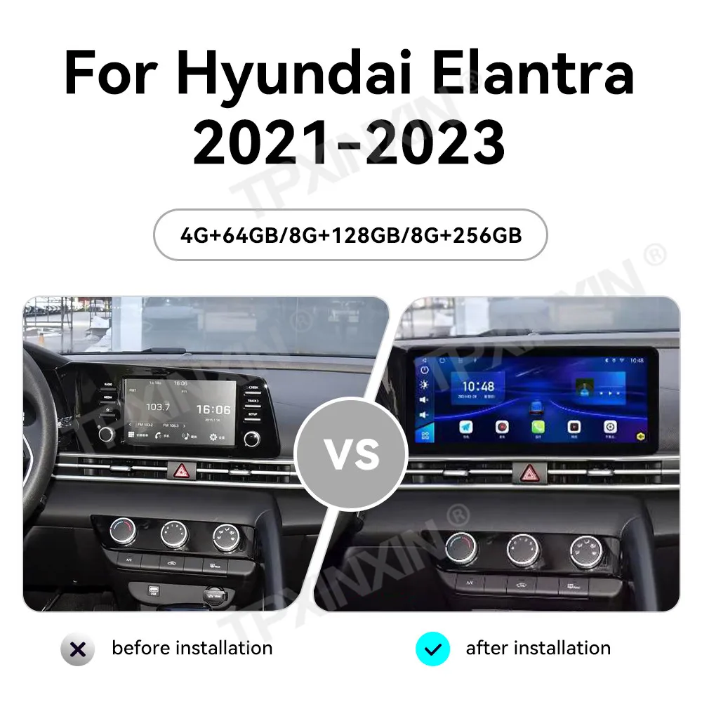 12.3 inch Android Carplay For Hyundai Elantra 2021 2022 2023 Car Radio Automotive Multimedia Player GPS Navigation Head Unit