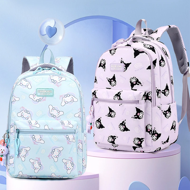 Kawaii Sanrio Hello Kitty Kuromi My Melody Cinnamoroll Backpack Large Capacity Lightweight Backpack Leisure Versatile For Girls