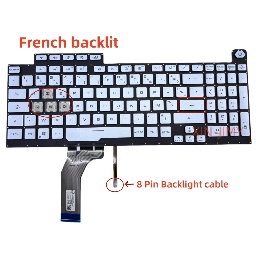 

8 pin French backlit Laptop Keyboard For ASUS ROG Strix G G731GT notebook