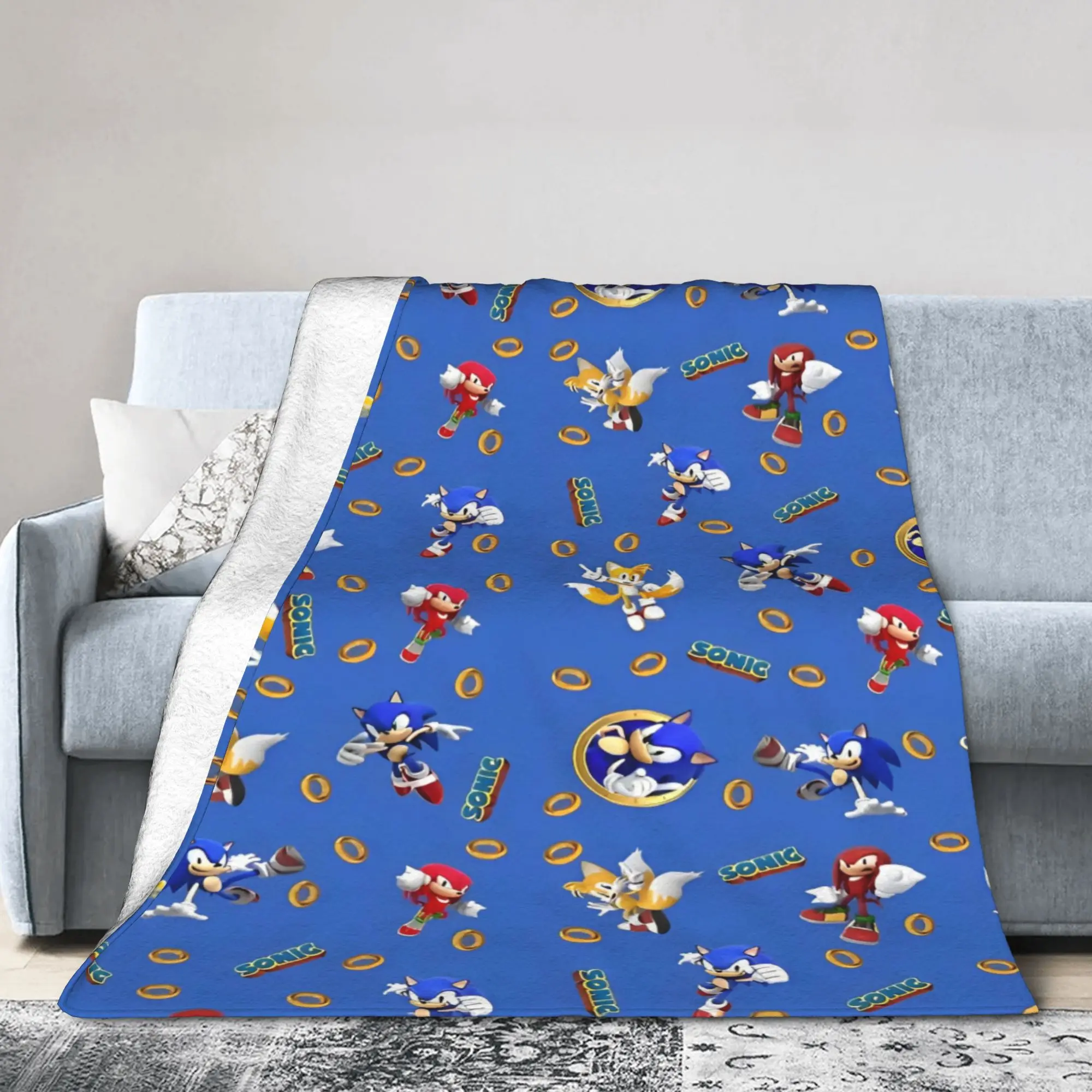 Shadow Game Flannel Blankets Soniced Cartoon Custom Throw Blanket for Home 200x150cm Plush Thin Quilt