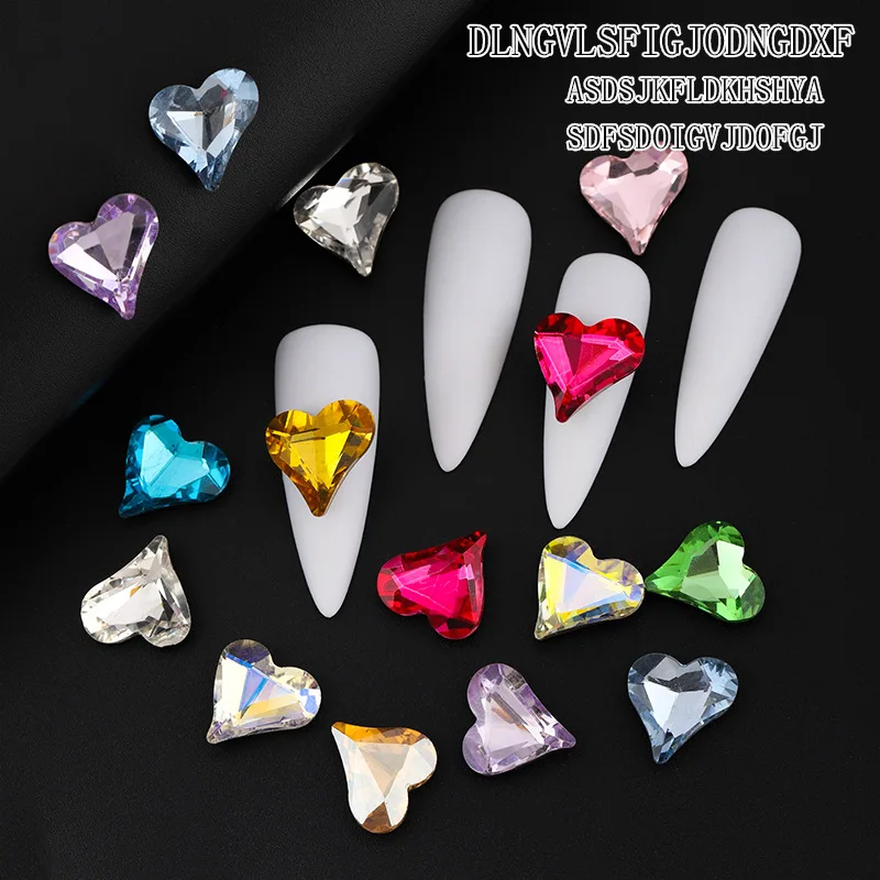 10pcs/lot Nail Enhancement Crystal Fantasy Twisted Heart Diamond Moonlight Peach Heart Pointed Bottom Diamond Nail Decoration