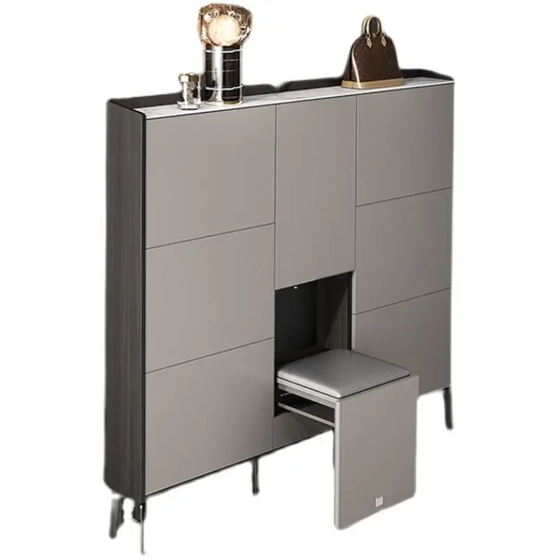 

Modern Entrance Shoe Cabinet Ultra Thin Design Multilayer Shoe Cabinet With Seat Zapatera Organizador Furniture