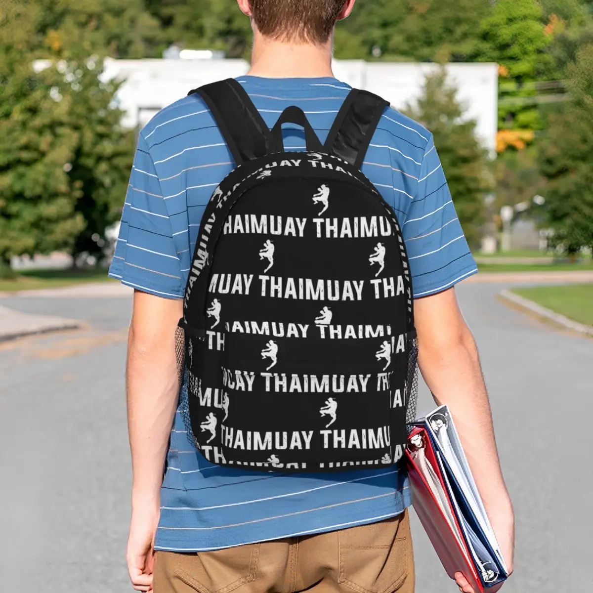 Muay Thai Gloves Thailand Boxing Fighter College Backpack Student BookBag Boys Girls School Bag Computer Shoulder Bags