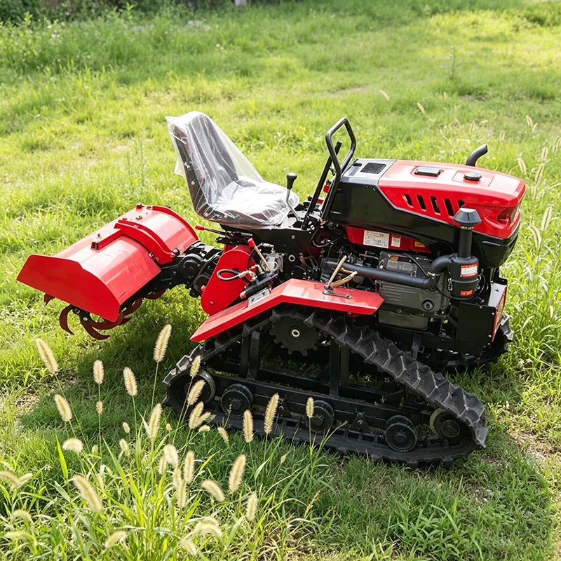 Customized Compact Ride-On Plowing Machine with Crawler Rotary Tiller & Small Farm Micro Tiller