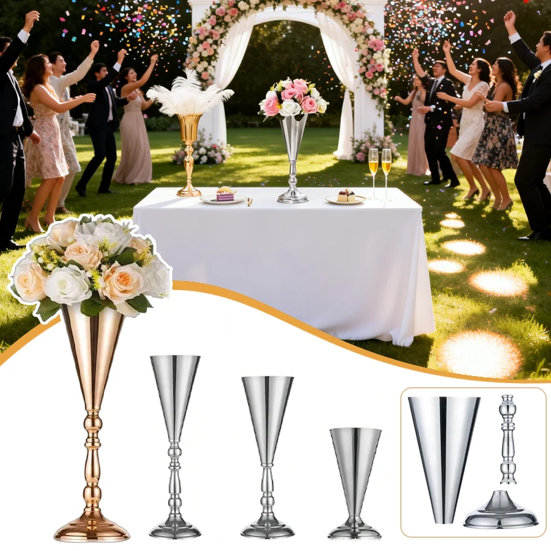 

European Style Metal Vase Wedding Table Centerpiece Prop Iron Art for Flowers Candles Balloon Welcome Area Road Guide Decor