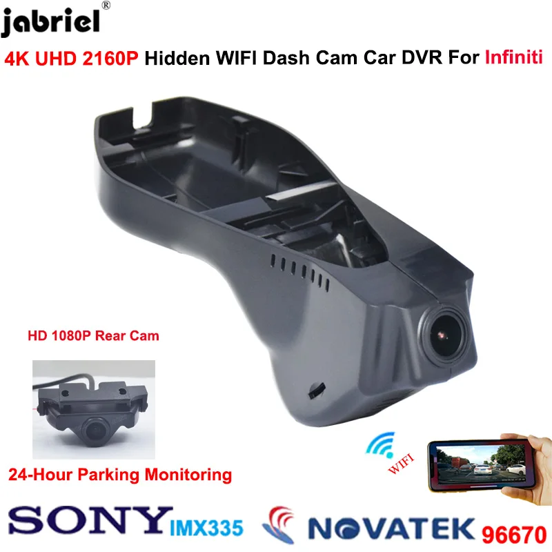 

4K Wifi Dash Cam Car DVR Dual Cameras for Infiniti qx50 qx70 ex37 g37 fx for Infiniti qx80 qx56 qx30 q50 g35 fx35 q60 qx60 g35