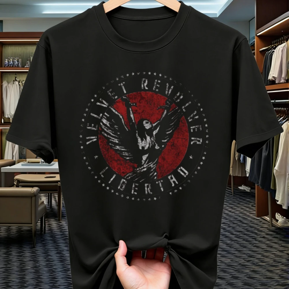 Velvet Revolver Licensed Official Band T-Shirt Vintage Tee Red Black Circle Logo Heavyweight Non-Stretch Fabric for Concerts