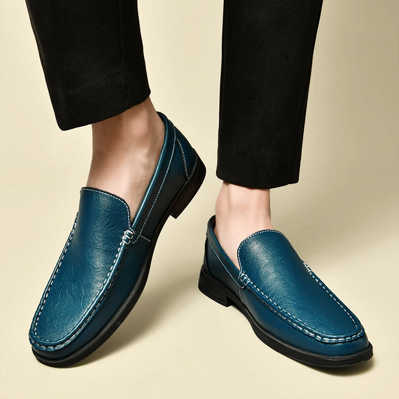 Summer New Men Hollowed Out Thick Soled Loafers Exquisitely Hand Sewn Non Slip Dry Breathable Comfortable Business Casual Shoes