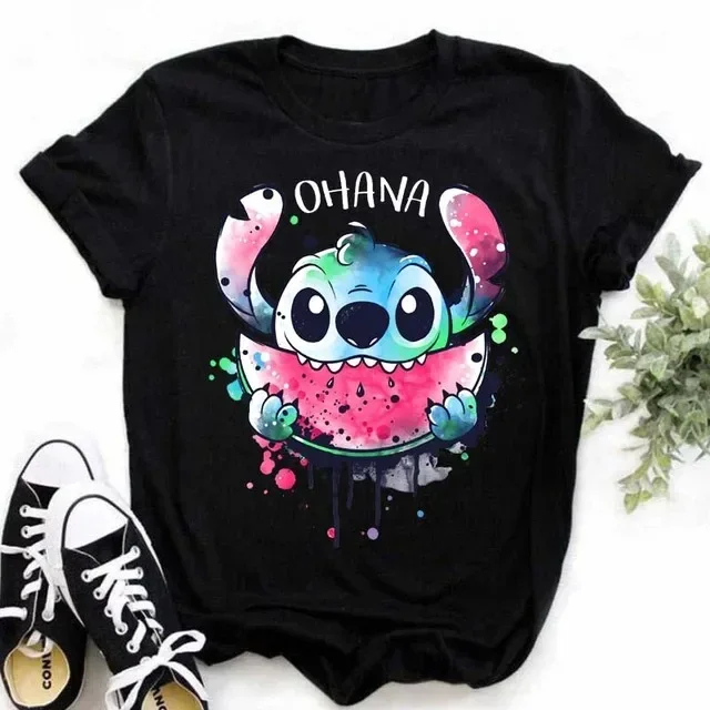 Funny Kawaii Lilo Stitch Cartoon T Shirt Women Stitch Cute Manga T-shirt Y2k Graphic Tshirt Streetwear Top Tees Female Clothing