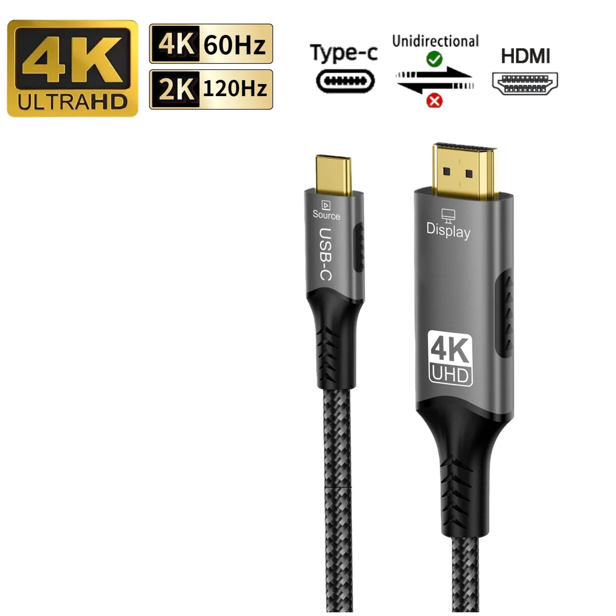 8K@60hz USB C auf HDMI Kabel Typ C auf HDMI 2.1 8K 4K@120hz 48Gbps HDR HDCP für Thunderbolt 4/3,iPhone 16/15 Pro Max Galaxy