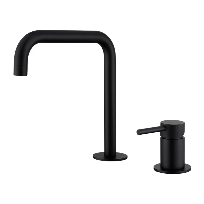 304 Stainless Steel Sink Faucet Double Hole Seven Character Tube Basin Faucet Split Type Hot And Cold Countertop Basin Faucet