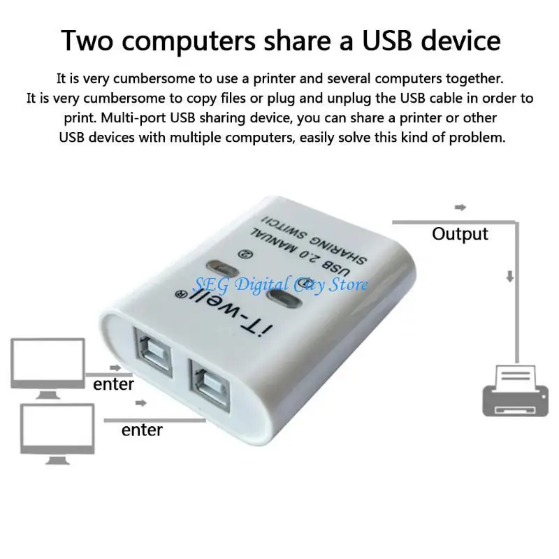 U75B USB Switch Selector KVM Hub Adapter 2 Sharing 1 USB Printer Share Devices