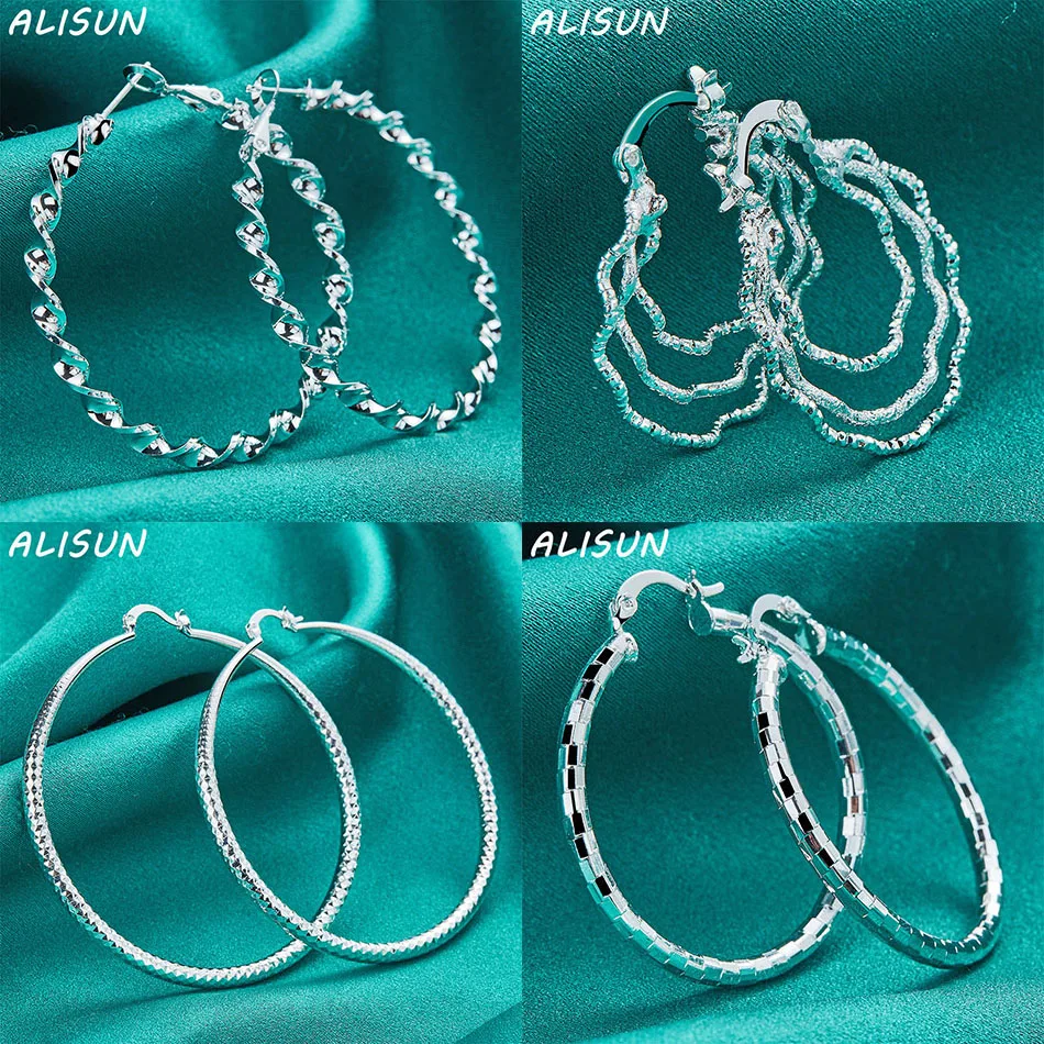 

ALISUN 925 Sterling Silver Hoop Earrings Sutd Earrings For Women Charm Trend Birthday Gifts Fashion Party