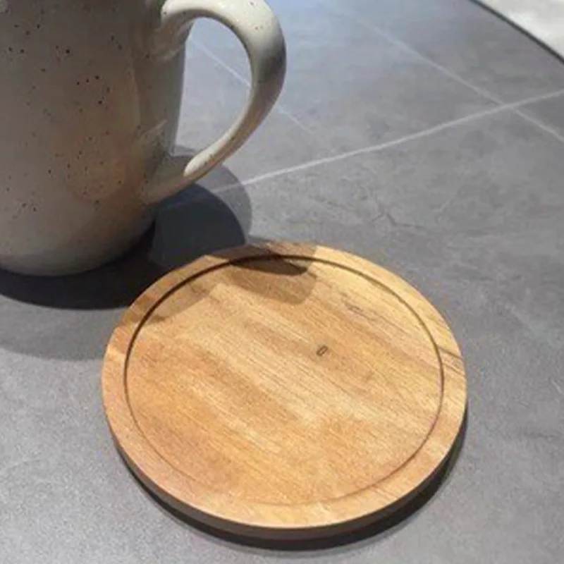 4 Inch Acacia Wood Coaster for Coffee Table Dining Table, Bar, Round Cup Mat for Drinks