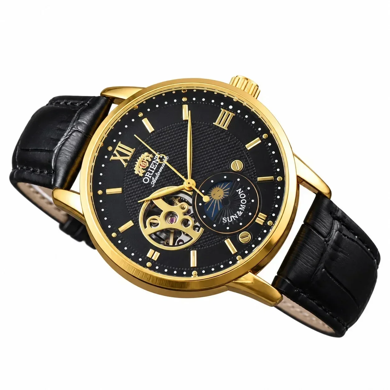 Full-Featured Ultra-Thin Automatic Sports Watch with Skeleton Dial and World Time O Series F1