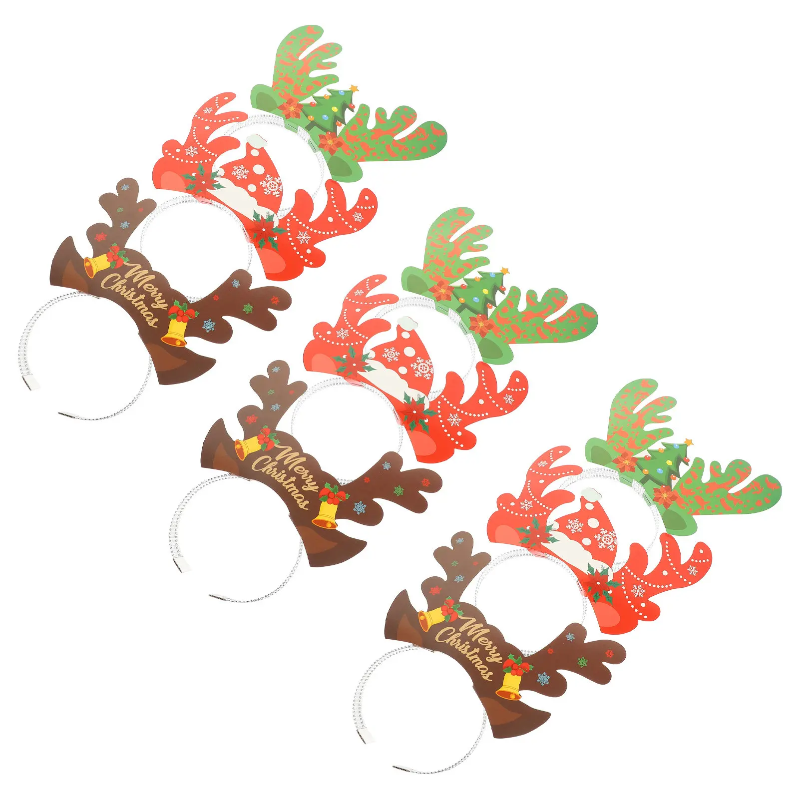 9Pcs Xmas Antler Hair Accessories Lovely Xmas Headdresses Smooth Surface Comfortable Wearing Christmas Themed Headbands