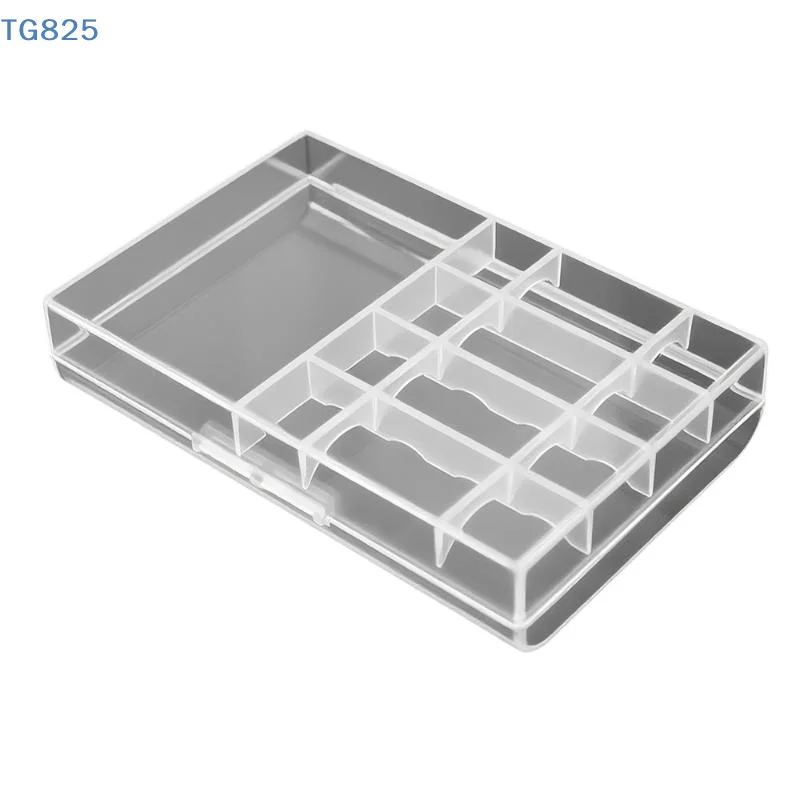 【AN】1Pcs Universal AA Battery Storage Box Transparent Plastic Battery And 4-in-1 Charging Cable Organizer Case