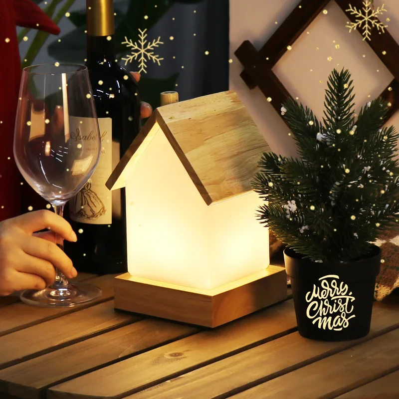 

Christmas Desktop Light Decorative Light Glass House Bedside Lamp House Desk Lamp Gift Charging Touch Remote Control Night Light