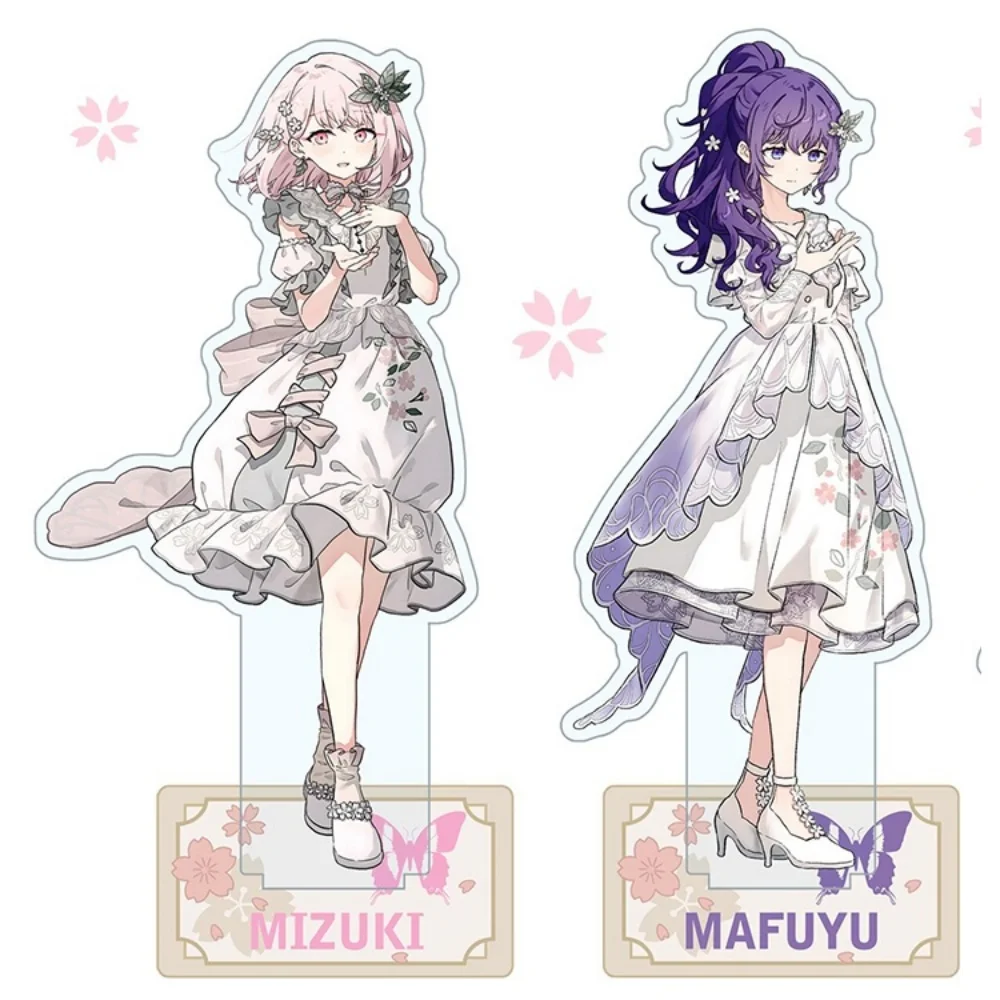 2Pcs/Set Project Sekai PJSK Acrylic Stand 15cm Mizuki Mafuyu Floral Dress Anime Figure Desk Decor Fans Gift Keychain