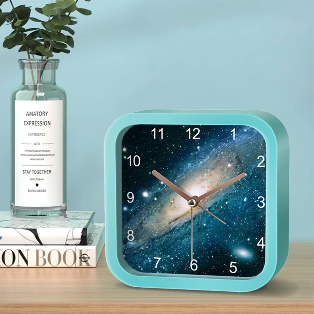 Square Simple Alarm Clock Waking Up Children Plastic Frame Cartoon Animal Clock Tabletop Bedroom Study Decoration Learn Gift