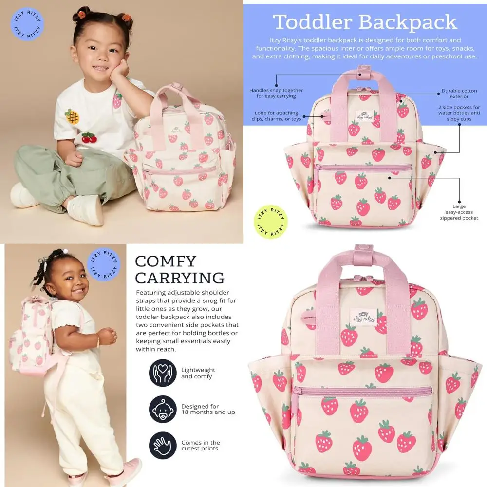 

Рюкзак Itzy Ritzy для малышей — сумка для детского сада — с регулируемыми лямками, 2 боковыми карманами и просторным внутренним отделением с легкоочищаемыми элементами