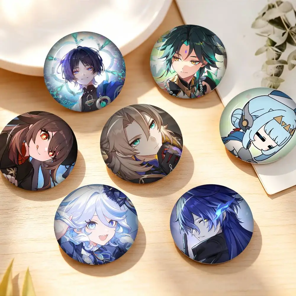 Neuvillette Shenhe Wanderer Ineffa Citlali Lauma Kaeya Laser Button Pins Backpack Cloth Decor Brooch Fiction Badge Jewelry Gifts