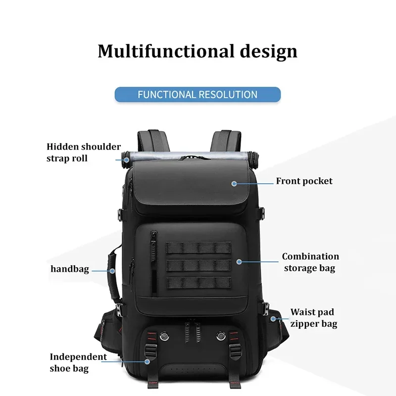 SWISS Men Travel Backpack 50L Hiking Trekking Backpack Waterproof 17 Inch Laptop Backpack Business Back Pack Outdoors Backpacks