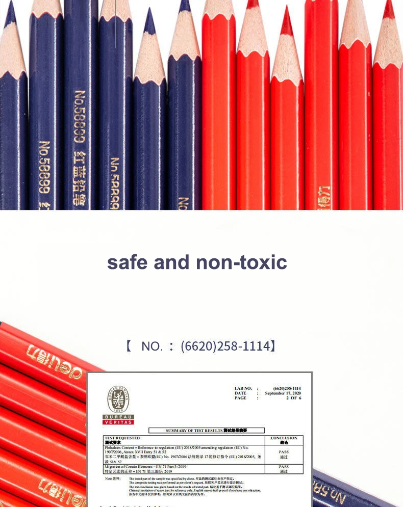 Deli Rot Blau Bleistift HB Zweifarbiger Stift für Kinder Erwachsene Design Zeichnung Industrietechnik Markierung Holzstift Briefpapier – Detail 7