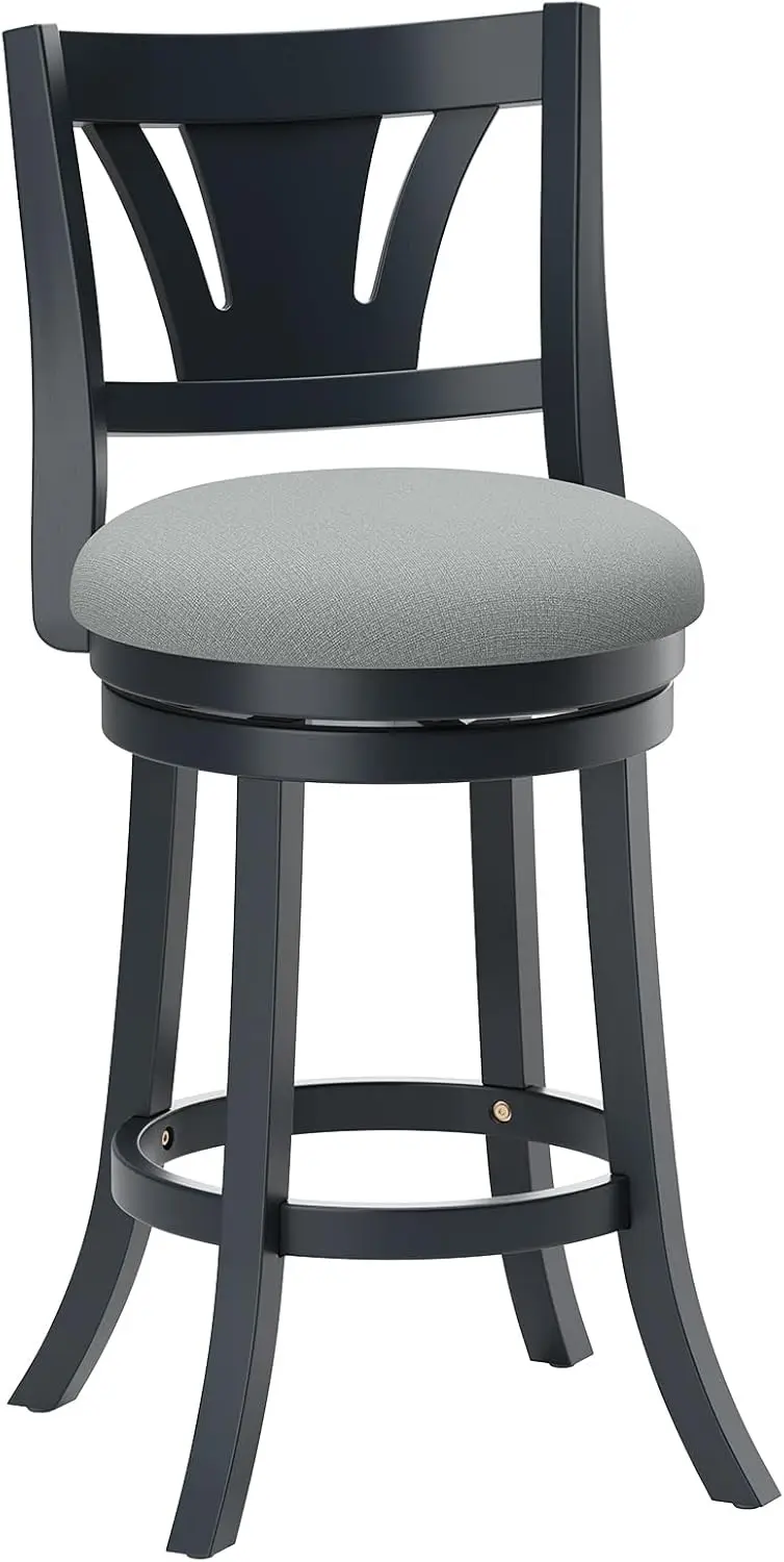 

Swivel Bar Stools Set of 1, 26 Inch Counter Height Barstool with Silent Rotation, High-Density Foam Cushion, Solid Wood Frame